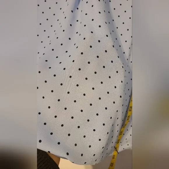 Banana Republic Sky Blue Polka Dot Blouse Sz L - Picture 6 of 8
